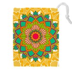 Mandala Patterns Yellow Drawstring Pouch (5XL) Front