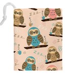 Seamless Pattern Owls Dream Cute Style Fabric Drawstring Pouch (5XL) Back