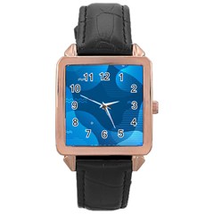 Abstract Classic Blue Background Rose Gold Leather Watch  by Vaneshart