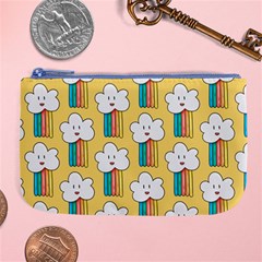 Smile Cloud Rainbow Pattern Yellow Large Coin Purse by Vaneshart