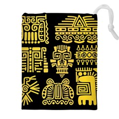 American Golden Ancient Totems Drawstring Pouch (5xl) by Vaneshart