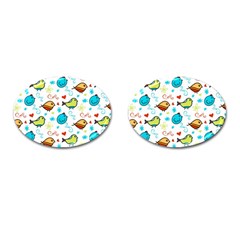 Birds Pattern Design Cufflinks (oval) by Vaneshart