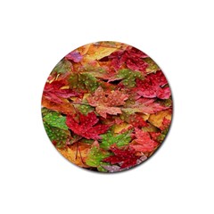 Spring Leafs Rubber Coaster (round)  by Sparkle