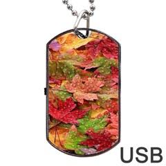 Spring Leafs Dog Tag Usb Flash (two Sides) by Sparkle
