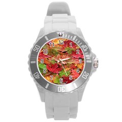Spring Leafs Round Plastic Sport Watch (l) by Sparkle