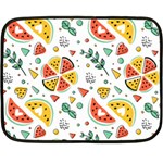 Seamless-hipster-pattern-with-watermelons-mint-geometric-figures Double Sided Fleece Blanket (Mini)  35 x27  Blanket Front