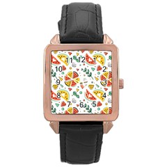 Seamless-hipster-pattern-with-watermelons-mint-geometric-figures Rose Gold Leather Watch  by Vaneshart