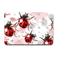 Ladybugs-pattern-texture-watercolor Small Doormat  by Vaneshart