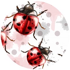 Ladybugs-pattern-texture-watercolor Wooden Puzzle Round by Vaneshart