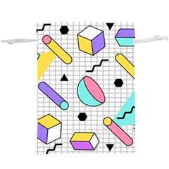 Tridimensional-pastel-shapes-background-memphis-style  Lightweight Drawstring Pouch (xl) by Vaneshart