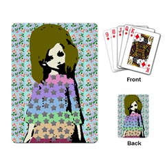 Girl With Star Striped Dress Playing Cards Single Design (rectangle) by snowwhitegirl