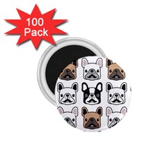 Dog French Bulldog Seamless Pattern Face Head 1 75  Magnets (100 Pack)  by BangZart