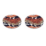 Mixed animal skin print safari textures mix leopard zebra tiger skins patterns luxury animals texture Cufflinks (Oval) Front(Pair)