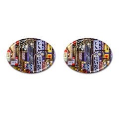 Shinjuku District Urban Night Scene, Tokyo Japan Cufflinks (oval) by dflcprintsclothing