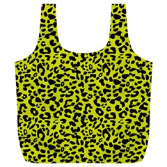 Leopard Spots Pattern, Yellow And Black Animal Fur Print, Wild Cat Theme Full Print Recycle Bag (xl) by Casemiro