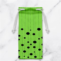 Bubbles At Strings Lemon Green And Black, Geometrical Pattern Jewelry Bag by Casemiro