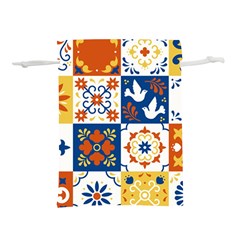 Mexican Talavera Pattern Ceramic Tiles With Flower Leaves Bird Ornaments Traditional Majolica Style Lightweight Drawstring Pouch (s) by BangZart