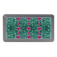 Flowers Love And Silver Metal Hearts Is Wonderful As Sunsets Memory Card Reader (mini) by pepitasart