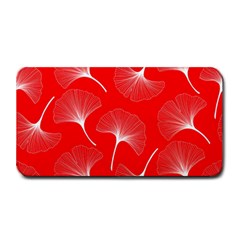 White Abstract Flowers On Red Medium Bar Mats by Dushan