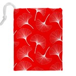 White abstract flowers on red Drawstring Pouch (4XL) Back