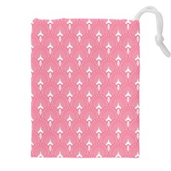 White And Pink Art-deco Pattern Drawstring Pouch (5xl) by Dushan