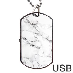 White Faux Marble Dog Tag Usb Flash (one Side) by Dushan