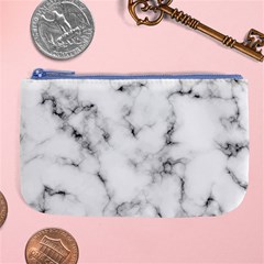 White Faux Marble Texture  Large Coin Purse by Dushan