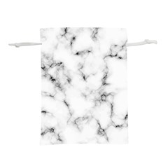 White Faux Marble Texture  Lightweight Drawstring Pouch (s) by Dushan