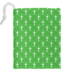 Green and white art-deco pattern Drawstring Pouch (4XL) Back