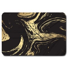 Black And Gold Marble Large Doormat  by Dushan