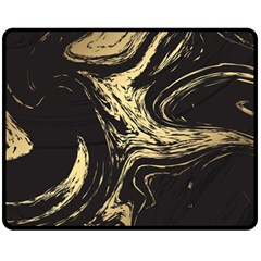 Black And Gold Marble Fleece Blanket (medium)  by Dushan