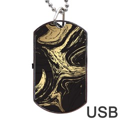 Black And Gold Marble Dog Tag Usb Flash (one Side) by Dushan