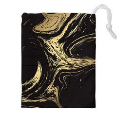 Black And Gold Marble Drawstring Pouch (4xl) by Dushan