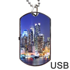 New-york Cityscape  Dog Tag Usb Flash (one Side) by Dushan