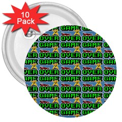 Game Over Karate And Gaming - Pixel Martial Arts 3  Buttons (10 Pack)  by DinzDas