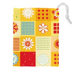 Abstract Flowers And Circle Drawstring Pouch (5xl) by DinzDas