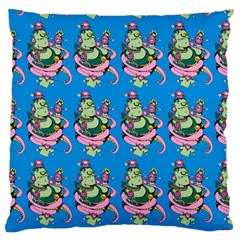 Monster And Cute Monsters Fight With Snake And Cyclops Large Flano Cushion Case (one Side) by DinzDas