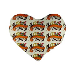 Love And Flowers And Peace Fo All Hippies Standard 16  Premium Flano Heart Shape Cushions by DinzDas