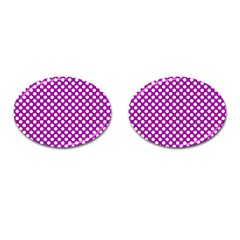 White And Purple, Polka Dots, Retro, Vintage Dotted Pattern Cufflinks (oval) by Casemiro