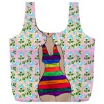 Tan Swimmer Flowerwall Full Print Recycle Bag (XL) Back