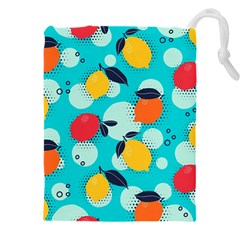 Pop Art Style Citrus Seamless Pattern Drawstring Pouch (5xl) by Amaryn4rt