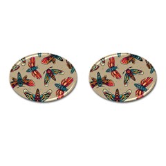 Tattoos Colorful Seamless Pattern Cufflinks (oval) by Amaryn4rt