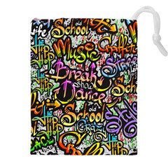 Graffiti Word Seamless Pattern Drawstring Pouch (5xl) by Amaryn4rt