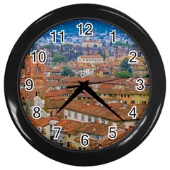 Lucca Historic Center Aerial View Wall Clock (black) by dflcprintsclothing