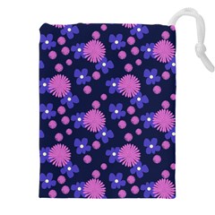 Pink And Blue Flowers Drawstring Pouch (5xl) by bloomingvinedesign