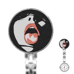 Wide Open And Ready - Kinky Girl Face In The Dark Stainless Steel Nurses Watch by Casemiro