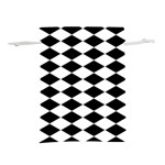 Black And White Rhombus Lightweight Drawstring Pouch (S) Back
