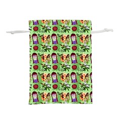 Purple Glasses Girl Pattern Green Lightweight Drawstring Pouch (s) by snowwhitegirl