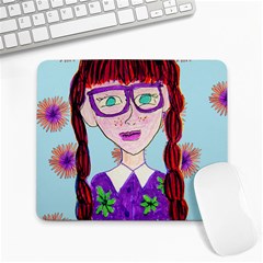 Purple Glasses Girl Wall Large Mousepads by snowwhitegirl