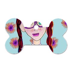 Purple Glasses Girl Wall Dog Tag Bone (two Sides) by snowwhitegirl